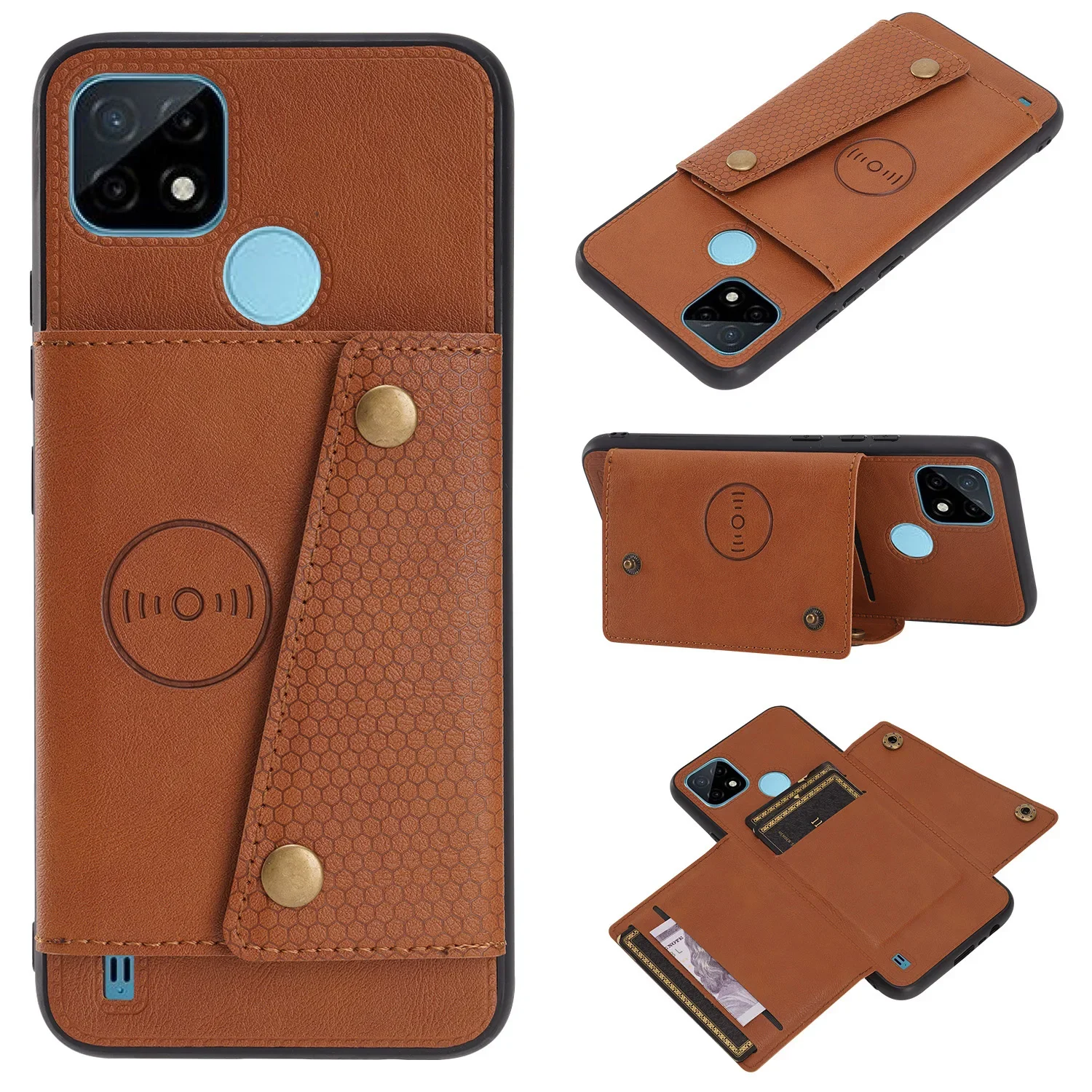 Twin Leather Case Phone Wallet Cover Anti-fall case for OPPO REALME XT/K5 X2 X50 X3 SUPERZOOM X50 PRO C12/C15/C25S C25 7I