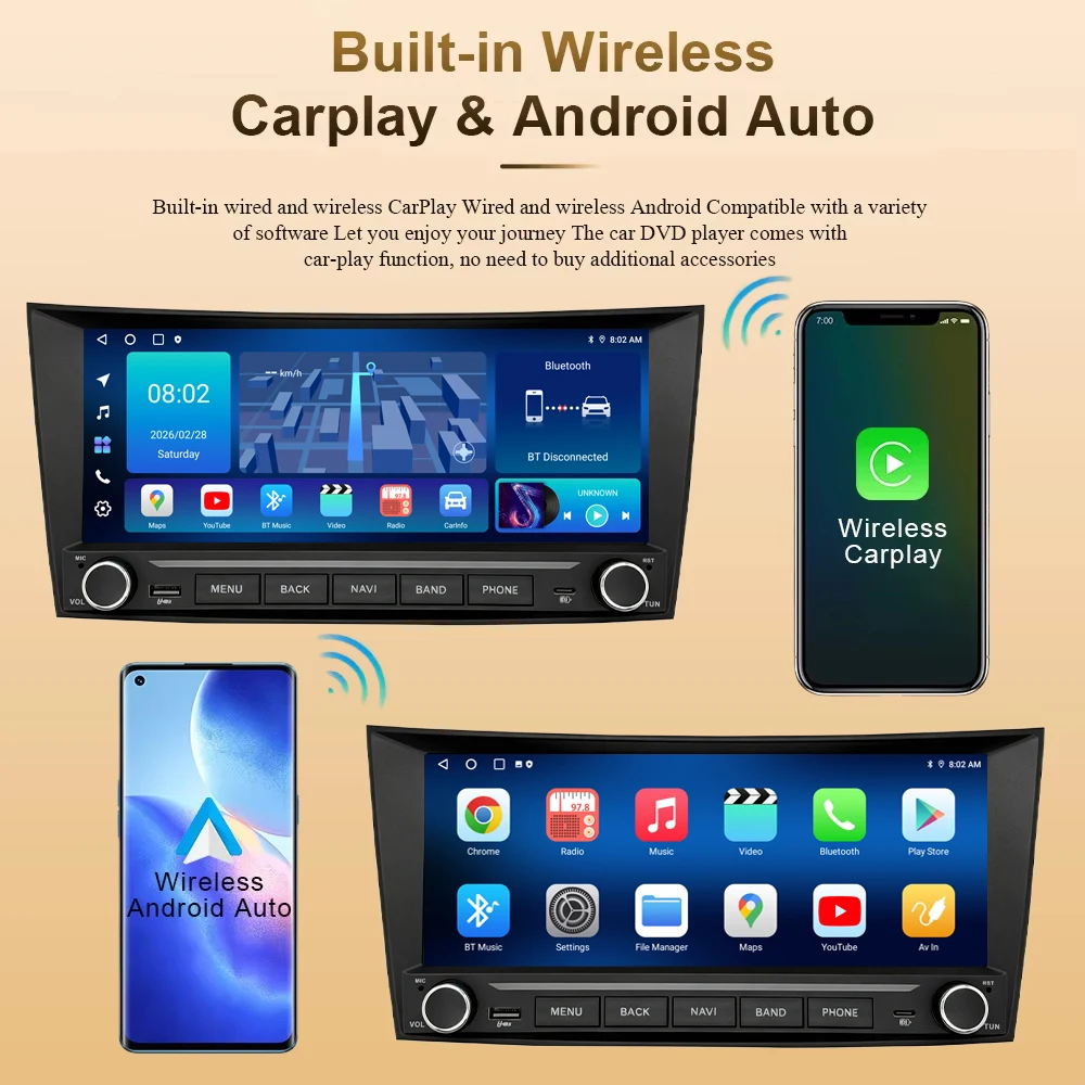 Car Radio For Benz E-Class W211 W219 2002 2003 2004 2005 2006 2007 2008 2009 Android Auto Navigation Multimedia Player Carplay