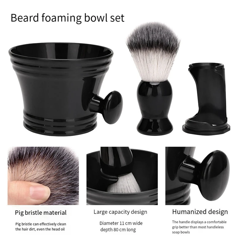 Plastic Shaving Brush Bowl Men's Beard Care Foam Mug Bowl With Handle Facial Cleaning Tools Durable Easy To Use