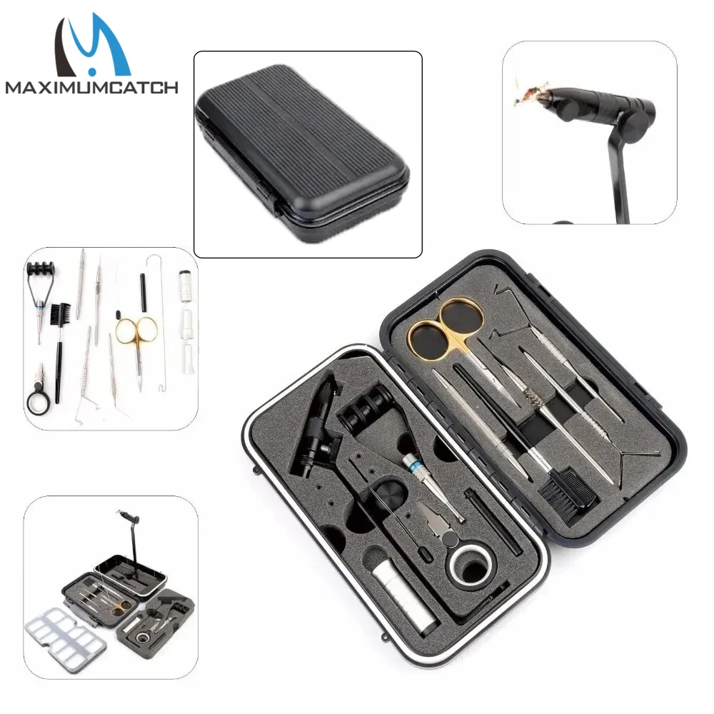 

Maximumcatch Portable Fly Tying Vise Travel Kit - Compact Vice w/Tools for On-The-Go Fly Fishing