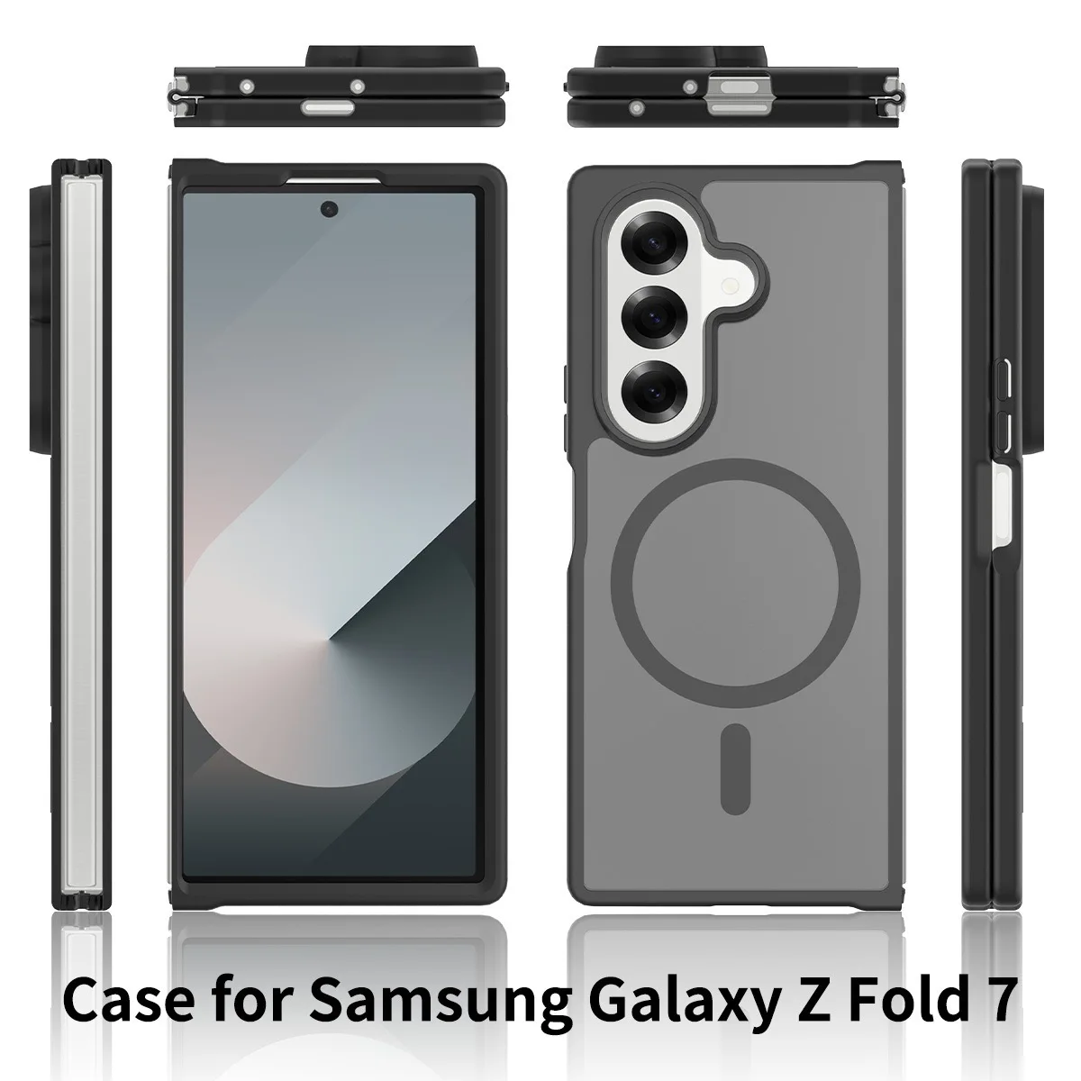 UYUXIO Magnetische kabellose Ladehülle für Samsung Galaxy Z Fold 7, durchscheinende Handyhüllen mit Magnetabdeckung für Fold7