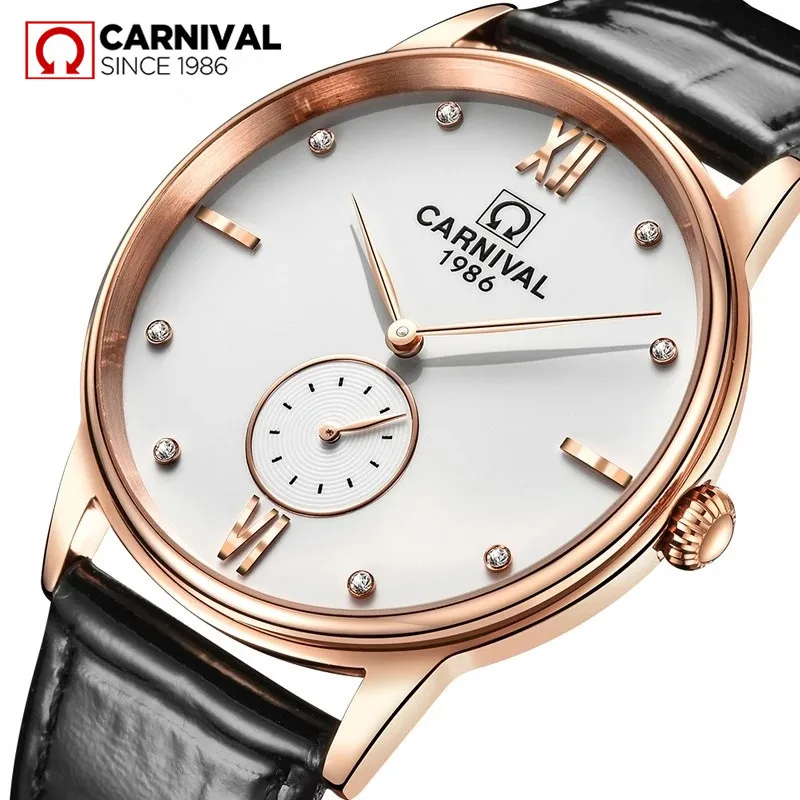 Relogio Masculino CARNIVAL Fashion Business Watch for Men Brand Luxury Small Second Quartz Wrist Watch Waterproof Reloj Hombre