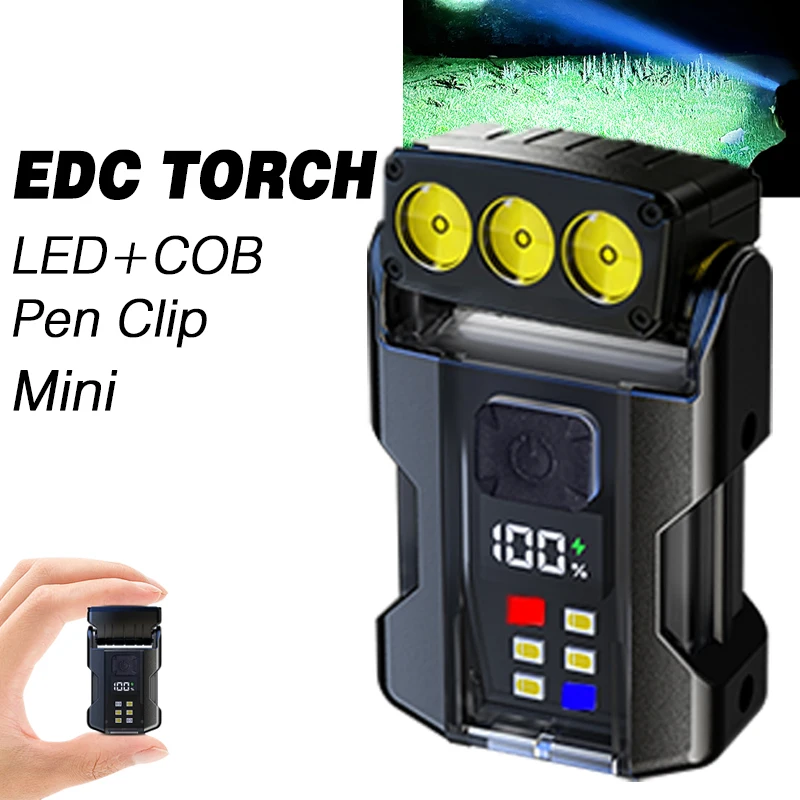 F5 Mini USB Rechargeable LED Flashlight Super Bright Portable Torch Tail Magnet Side COB Emergency Light for Camping