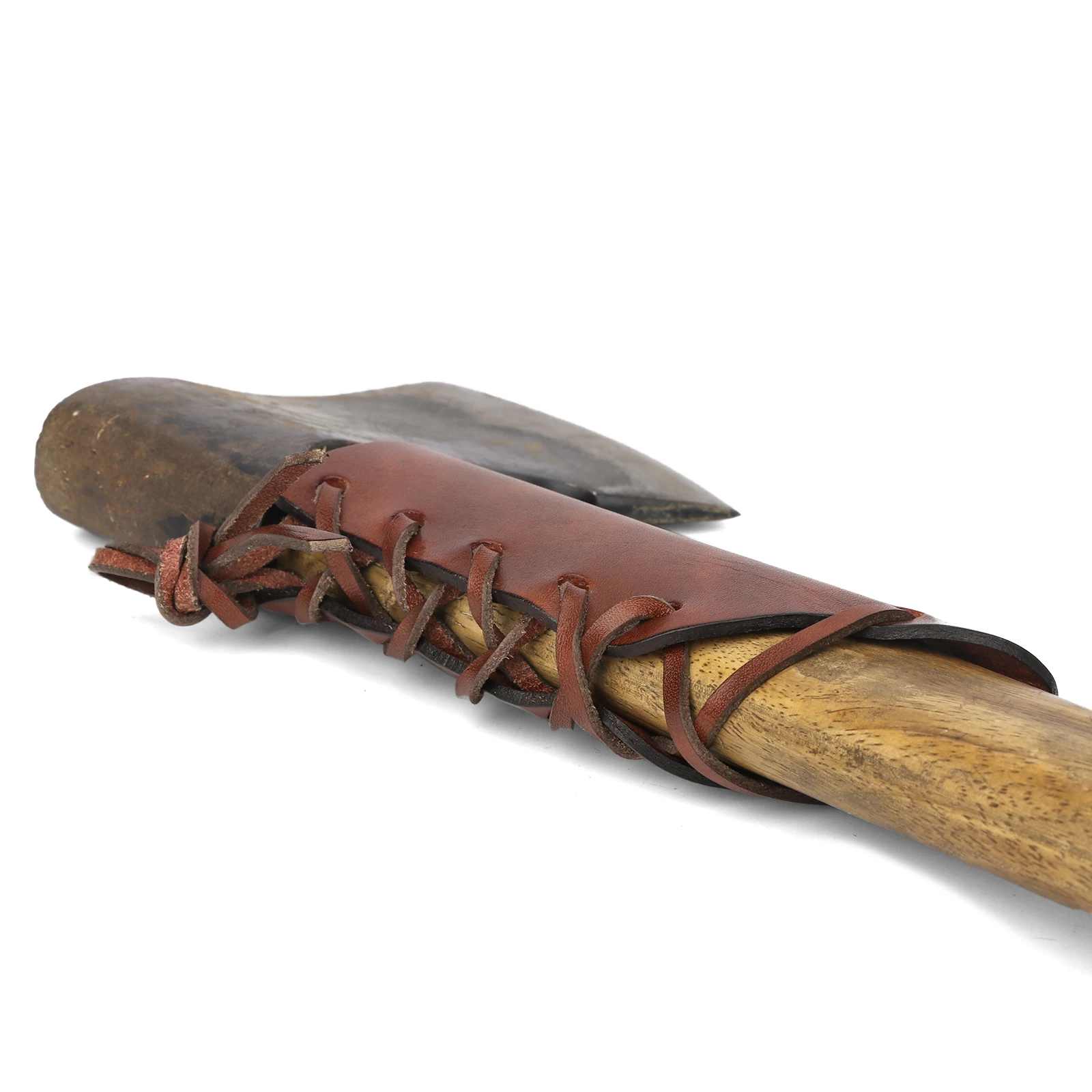 Tourbon Vera Pelle Ascia Martello Hatchet Collare Logjack Maniglia Guard con Occhielli Lacci Strumenti Custodia Guaina Accessori