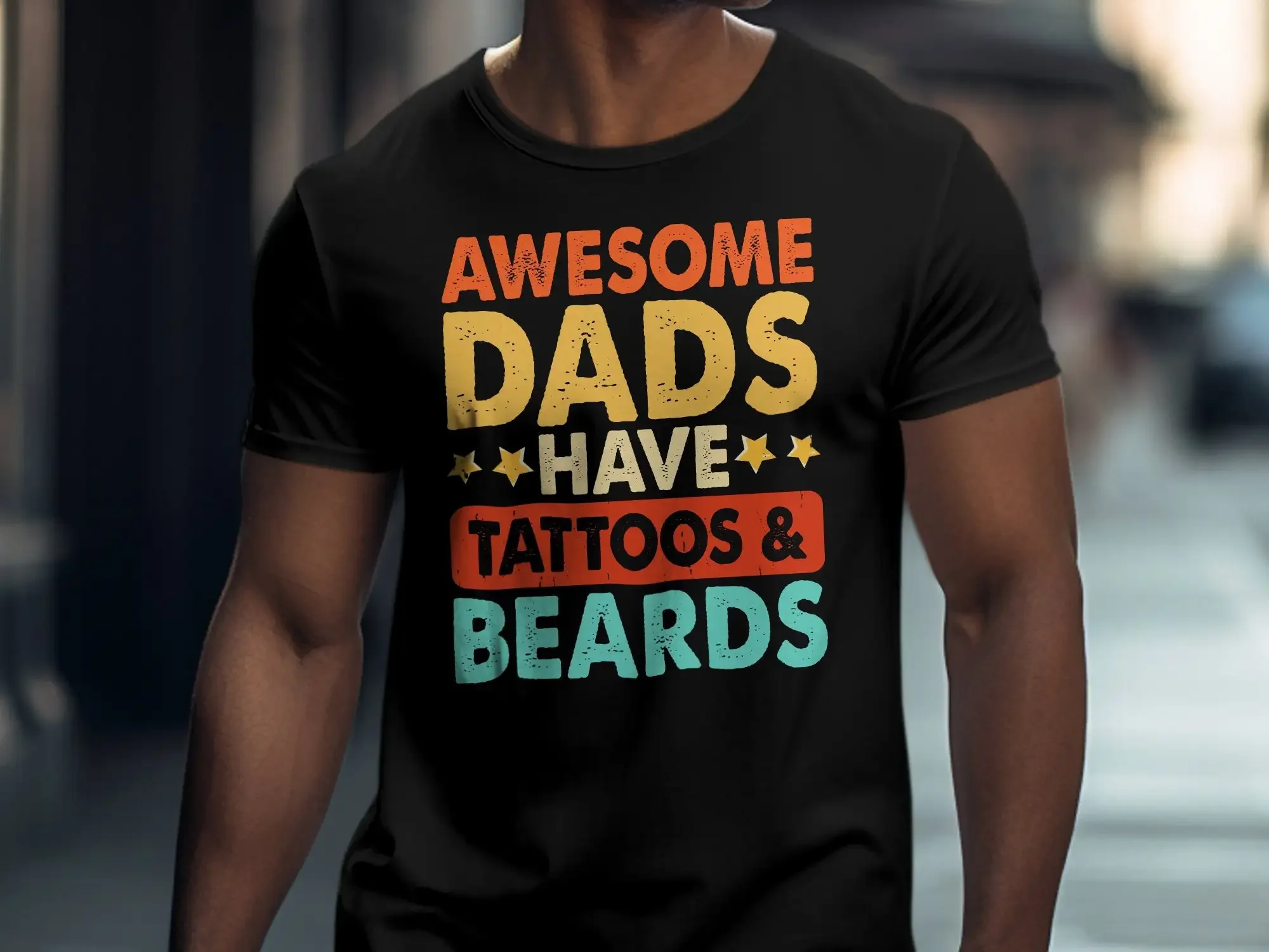Impresionantes papás tienen tatuajes y barbas camiseta Cool Día del Padre regalo de cumpleaños de papá único padres tatuados de moda