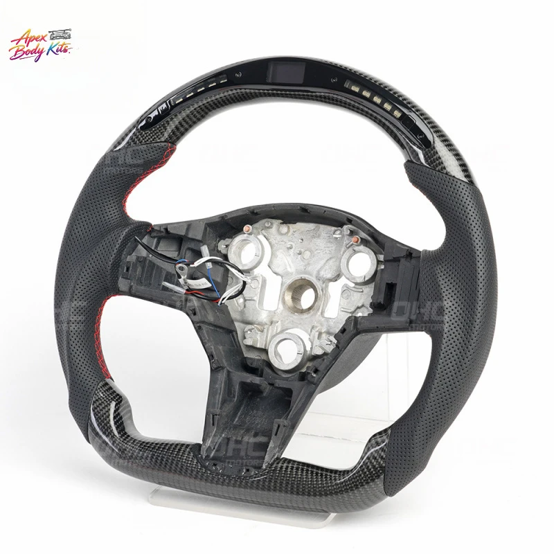 Suitable for Tesla Model 3/Y modification LED smart real carbon fiber car steering wheel