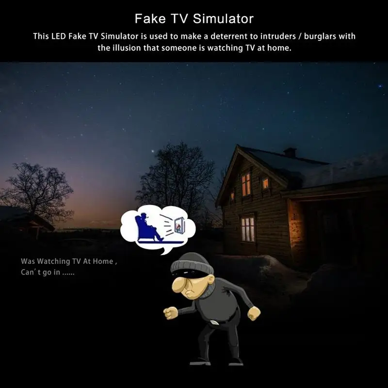 Fake TV Simulator Built-In 4 Modes LED Simulator Fake TV Burglar Deterrent Anti-Burglar Home Security Device With Timer Function