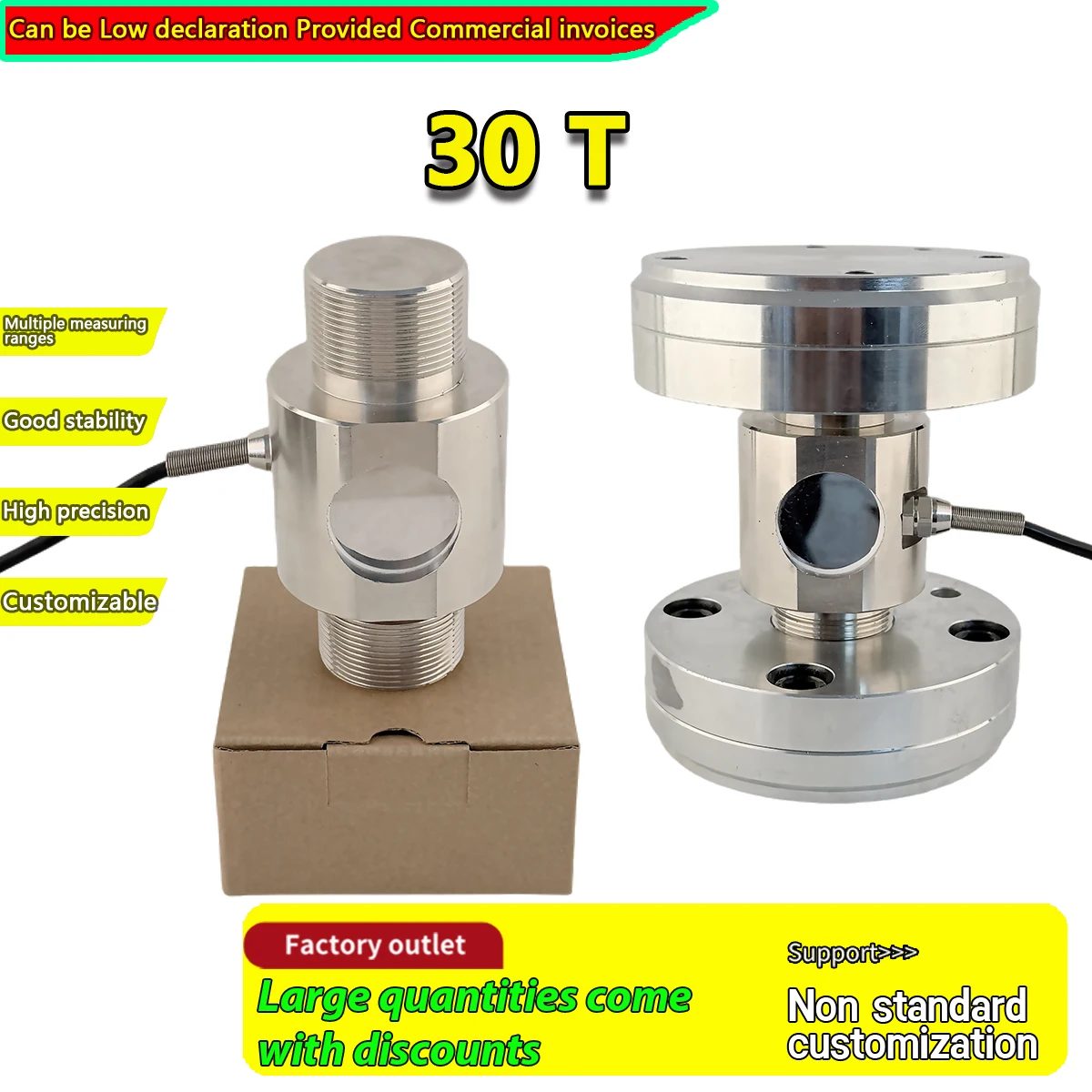 0.03% Accuracy Load Cell Combination Set, Industrial Pressure Sensor for Hopper Scale Tank Weighing, 2.0mV/V