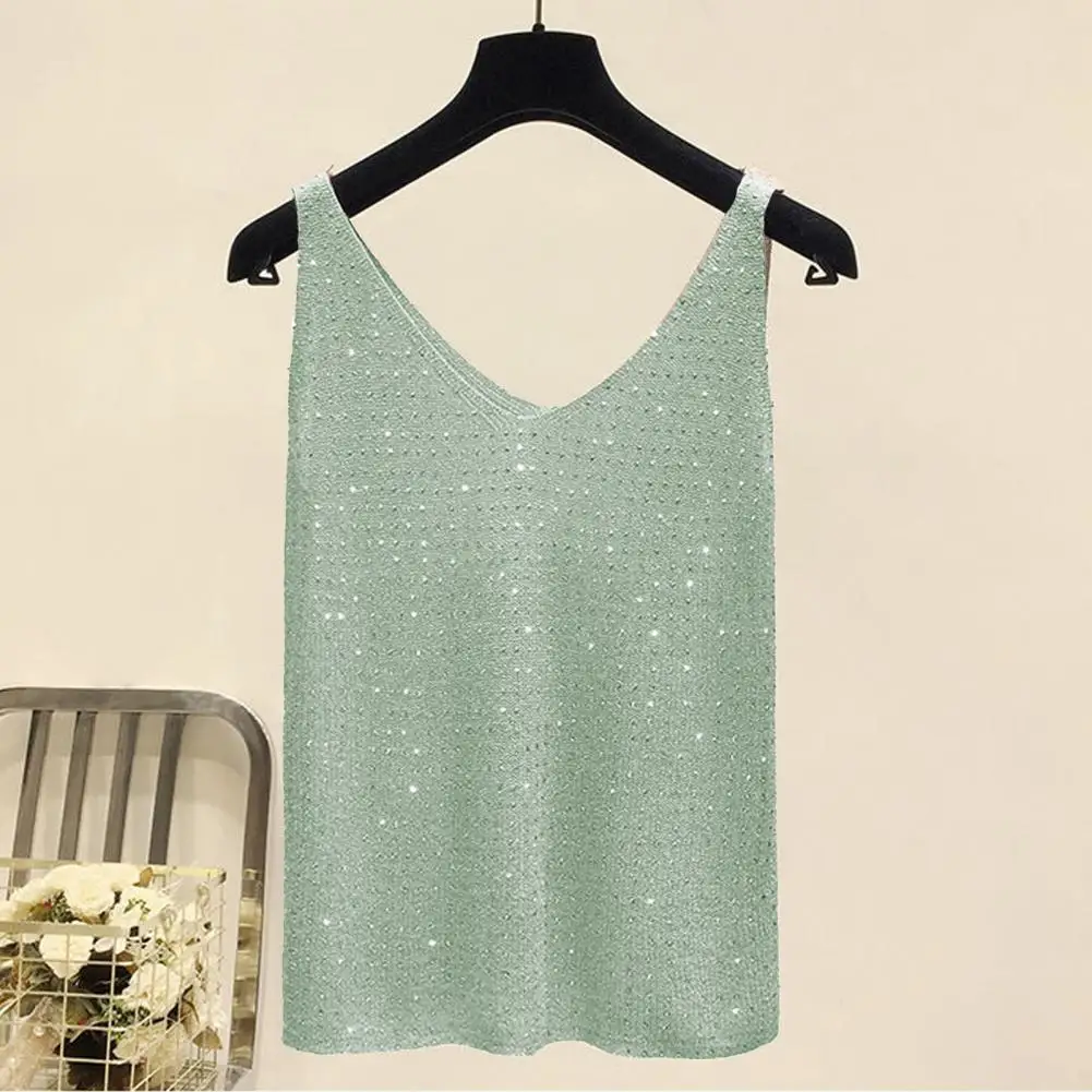 

Women Sleeveless Top Stylish Women's V-neck Hot Drill Tank Top with Loose Fit Bottoming Sleeveless Summer Vest for A Chic Look