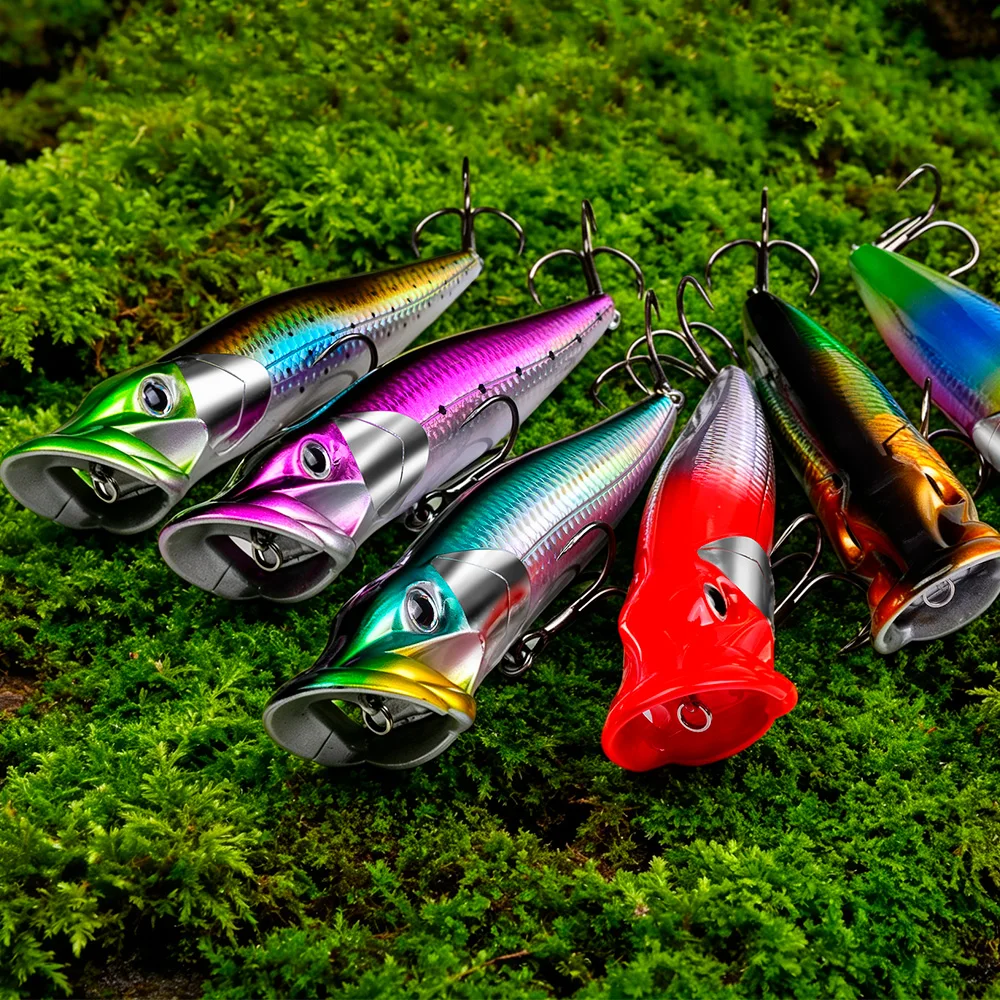 Proberos Topwater Floating Popper Köder, Künstlicher Harter Wobbler mit Rassel, 19g/50g Weitwurf-Oberflächenköder – Detail 9
