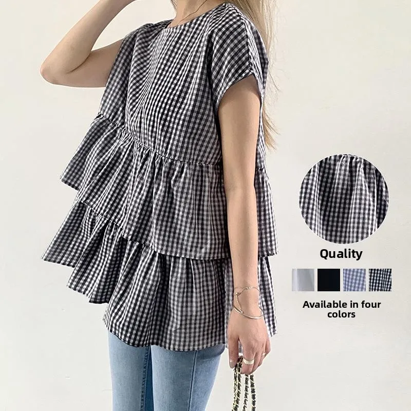 

Women's Patchwork Ruffled irt Cotton Fly Sve ort Sve Deformable Spring Summer Autumn Faion Ladies' Blouse
