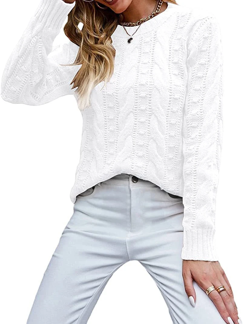 Sweater for Women Autumn and Winter New Fashion Solid Color Pullover Long Sleeve Twist Knit Top