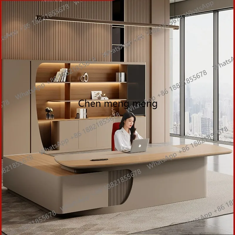 

Light luxury senior sense Chairperson's office desk and chair combination Large class desk Simple modern boss desk