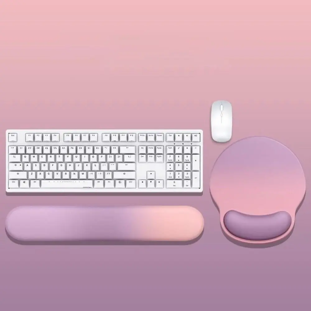 Memory Foam Keyboard Wrist Rest Set Gradient Design Rubber Mouse Pad Set Ergonomic Support Non Slip Base Ergonomic Wrist Rest