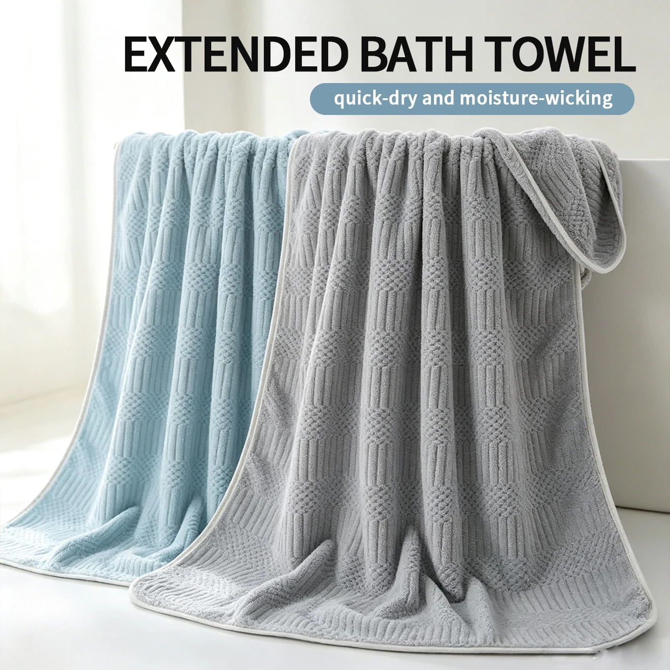 2 Pack Bath Towels, Soft Highly Absorbent Shower Towels, Lightweight Quick Dry Towels for Bathroom Travel Beach
