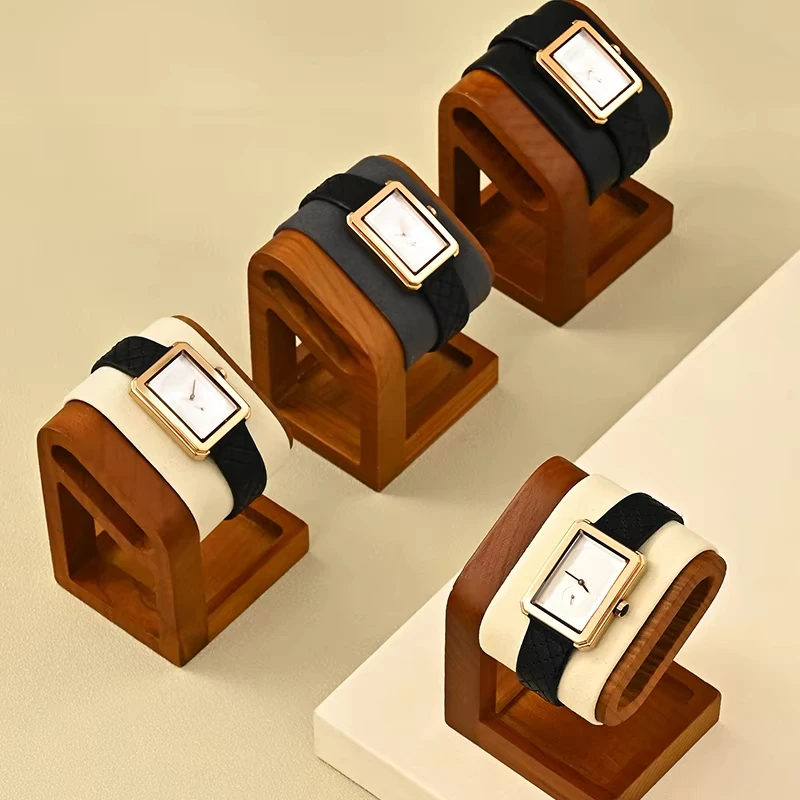 Solid Wood Watches Display Stand Base Watch Necklace Bracelet Organizer Rack Bangle Scrunchie Headband Storage Showcase Stands