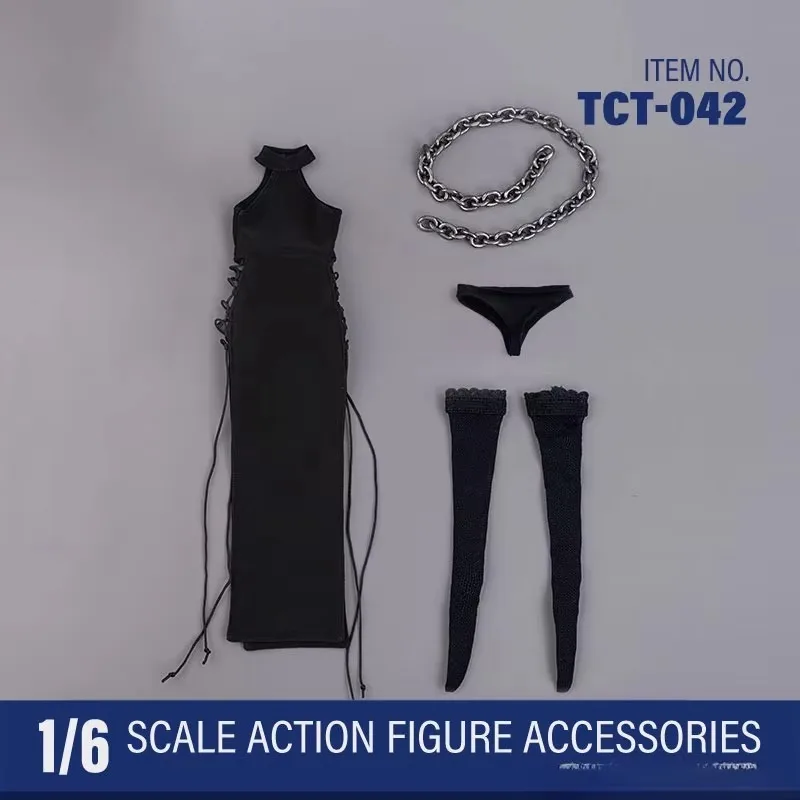 TCT-042 1/6 Scale Sexy High Waist Strap Dress with Chain Stockings Underwear Katana Knife for 12