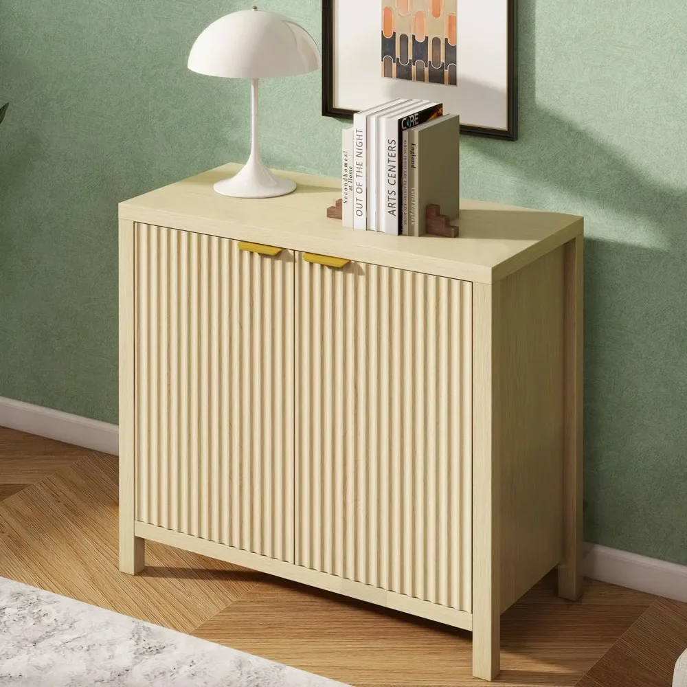 

Fluted Storage Cabinet with Doors, Sideboard Buffet Cabinet with Storage, Modern Credenza for Kitchen, Entryway, Dining Room