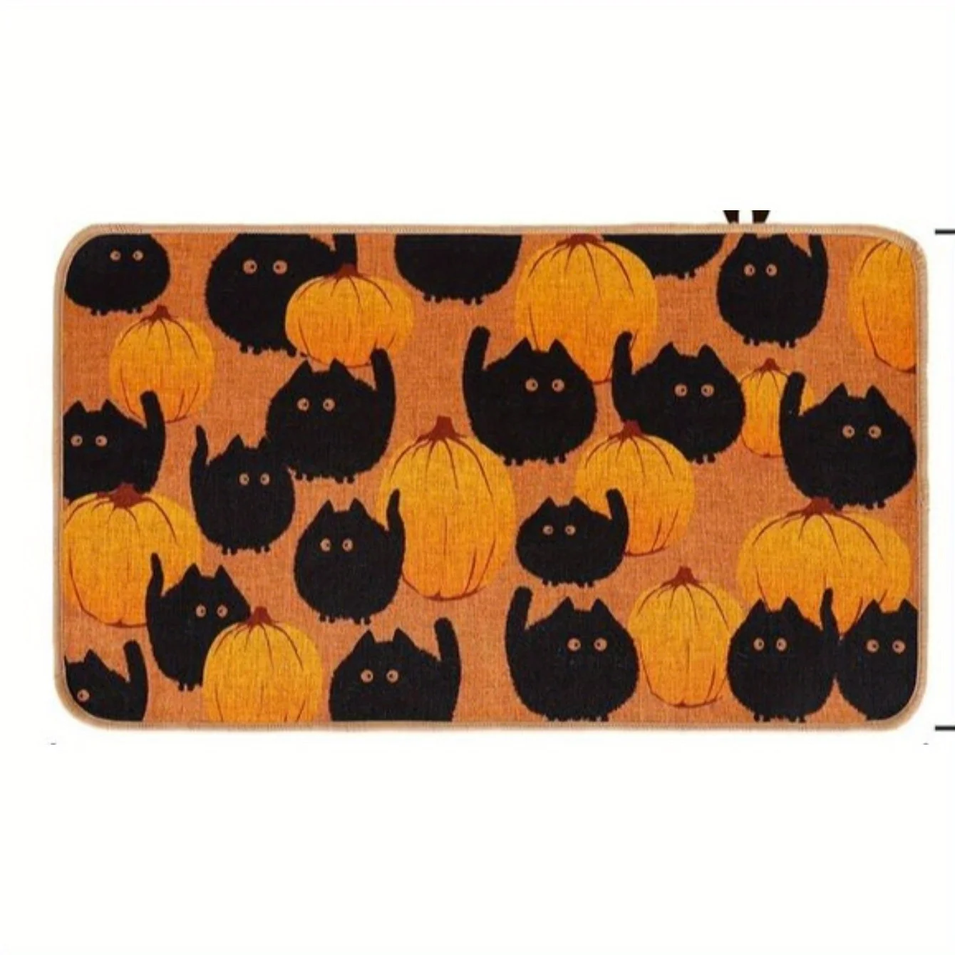 Halloween Black Cats and Pumpkins Doormat - Anti-Slip, Durable Home Decor Mat for Entrance or Bathroom, 60x40cm, Festive Gif