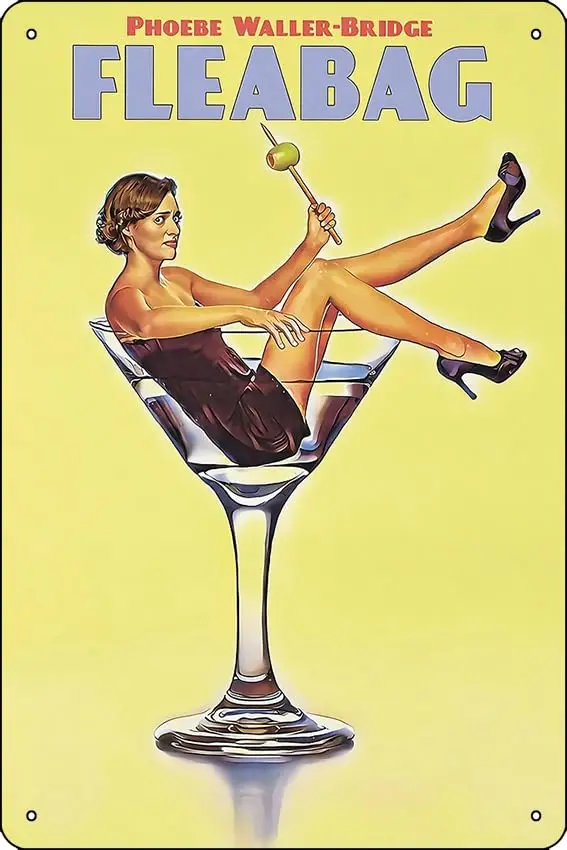 Fleabag Drink Glass TV Show Poster Poster Metal Tin Sign Fun Home Art Wall Decor 8x12 Inch