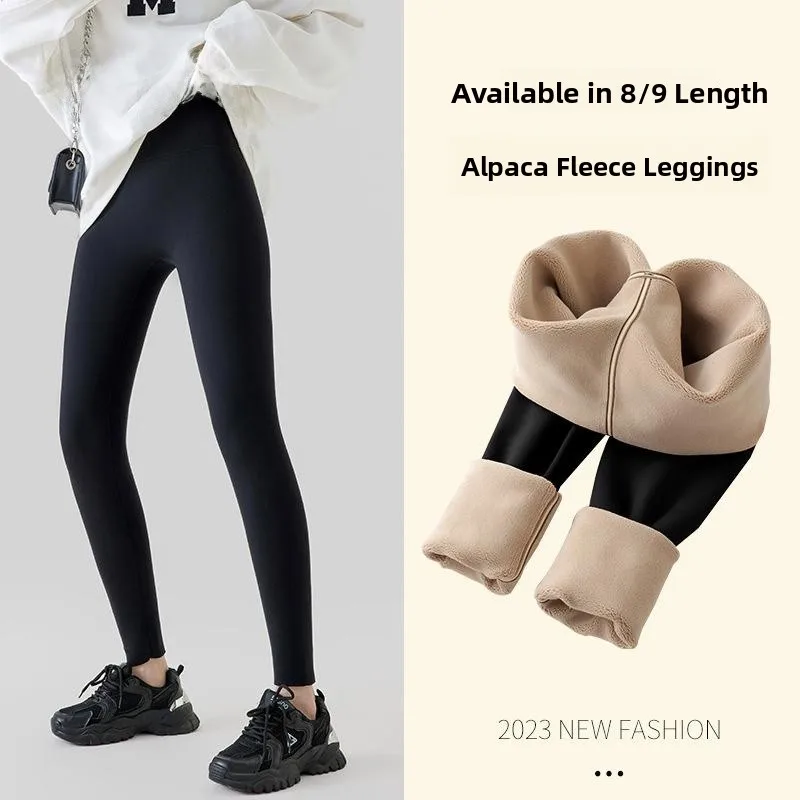 

Women's Fce Lined Yoga Pants Autumn Winter Outerwear Slimming Thermal Bot plus Size Nine-Piece Polyester Fiber