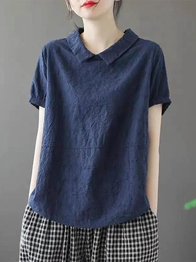 الصيف القطن الكتان فضفاض irt ort Sve طوق الطفل الصينية التقليدية Sle المرأة Faion عادية Ne الأعلى