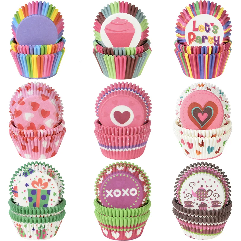 100Pcs Muffin Cupcake Papier Tassen Cupcake Liner Backen Muffin Box Tasse Fall Party Tablett Kuchen Dekorieren Werkzeuge Geburtstag Party decor