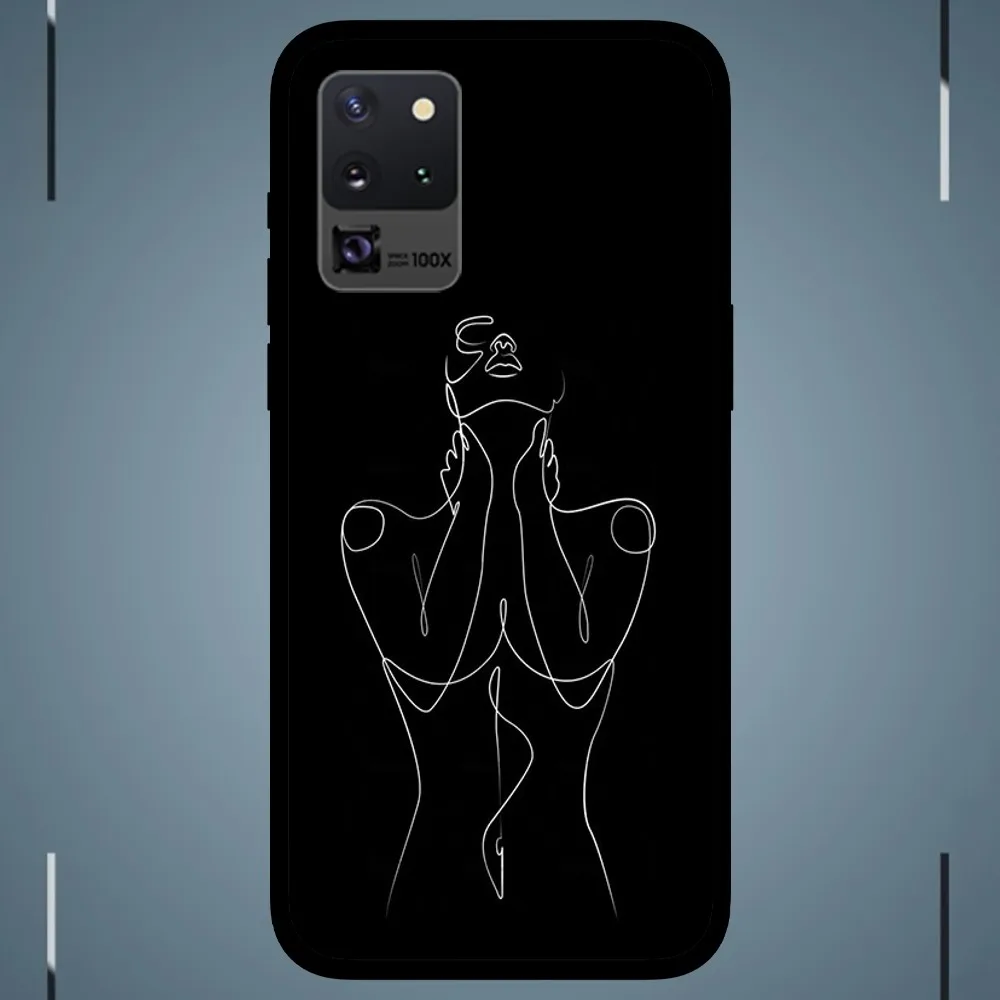 Line Sexy Art Phone Case For Samsung Galaxy S24 S23 S22 S21 S20 FE Note 20 Ultra 5G Black Phone Case