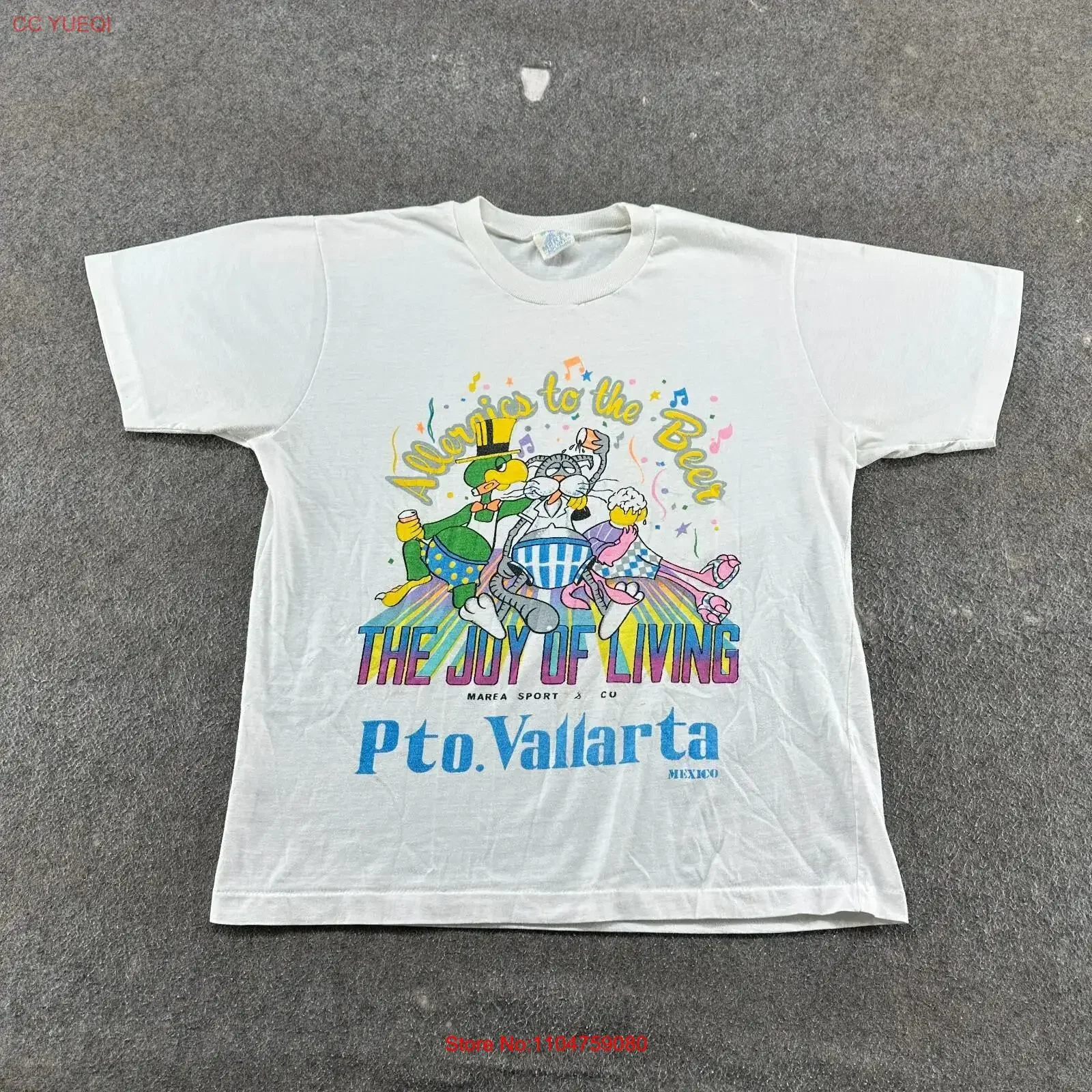 VINTAGE Allergic To Beer T Shirt Mens L White Drinking Party Sad Funny 90s vintage Washed Breathable graphic Stretched Casual
