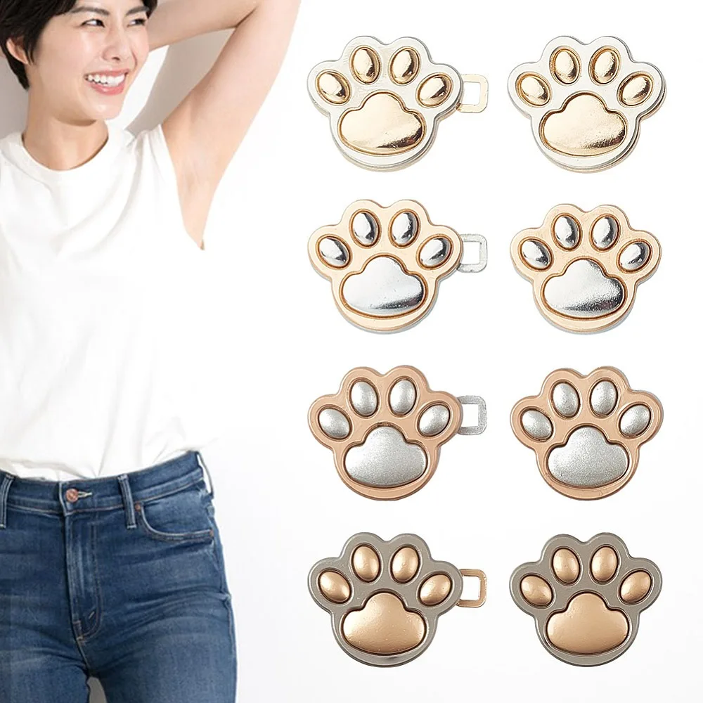 

16Pcs 4 Colors Cat's Paw Print Alloy Button Pins for Jeans Waist Tighter Garment Accessories Mixed Color 19.5x45x14mm 4pcs/color