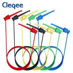 Cleqee P1520 5PCS Test Hook Clip to Mini Grabber Test Leads SMD IC Tool Silicone Jumper Wire 20AWG Electrical 50cm Test Cable