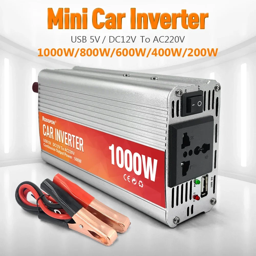 Car Power Inverter 12V 220V 1000/800600/400/200W AC Power Converter with 5v USB,Sine Wave Car Inverter Charger, Conversion Power