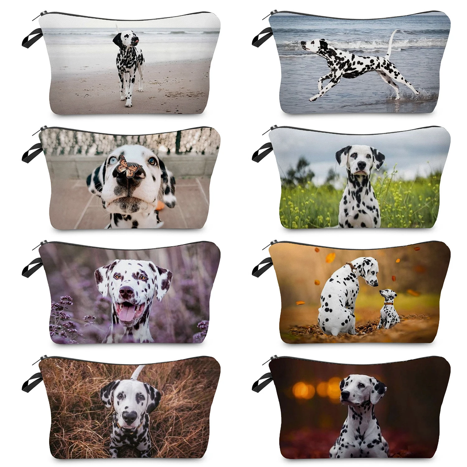 Organizer Bag pieghevole Ladies Makeup Toiletry Kit Beach Travel Women Cosmetic Bag Casual Outdoor dalmata Animal Dog Printed