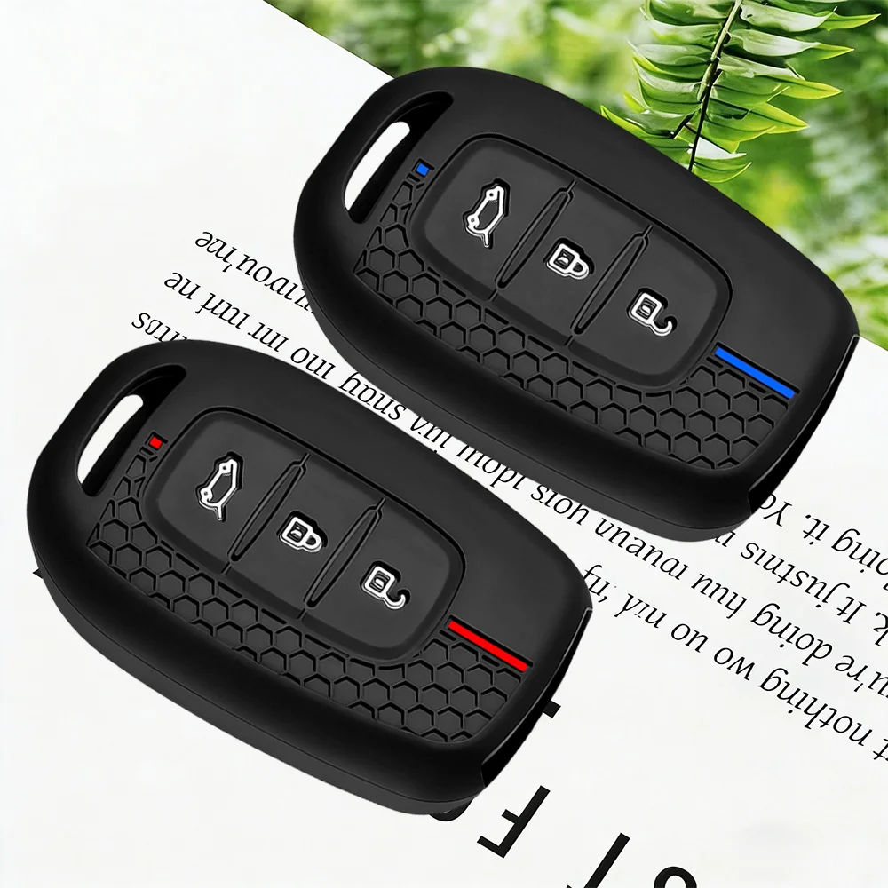 Funda Protectora de Silicona Suave Premium para Llave de Coche Renault Kwid, Traffic, Symbol, Dacia Sandero, Logan, Duster 2016 2017 2018, 3 Botones