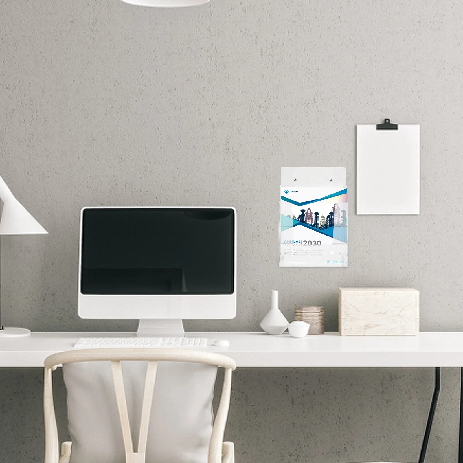 2Pcs Acrylic Brochure Holder Wall Mount Easy Install Space Saving Stylish Document Holder for Office Home Counter Menu Postcard