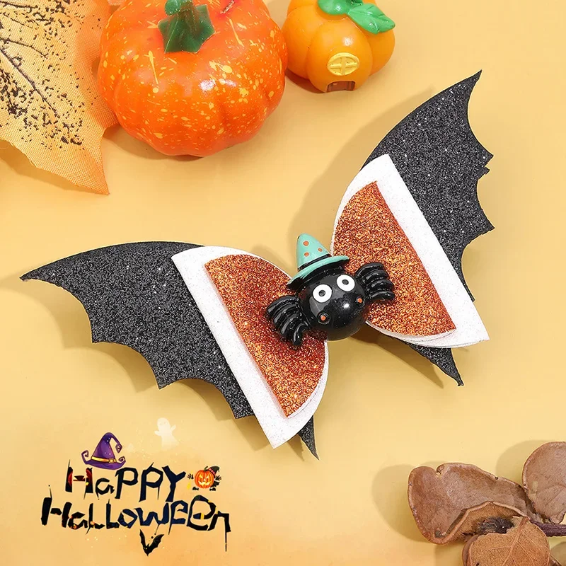 ncmama 5'' New Halloween Bat Hair Clips For Kids Girls Cartoon Witch Hat Ghost Hairpin Barrettes Headdress Baby Hair Accessories