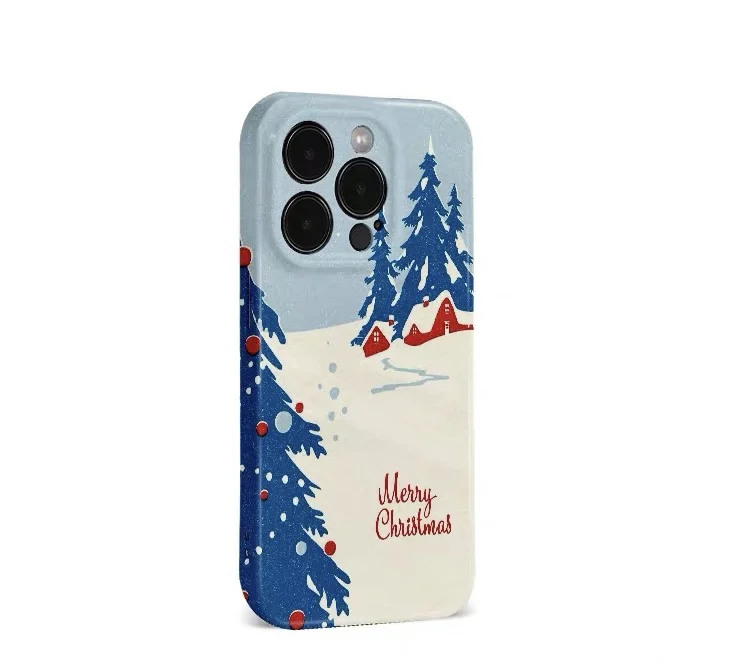 Blue Snow Falling Christmas Phone Case for IPHONE 17 Air 16E 15 PROMAX 14 Plus 13 12 MINI 11 PRO 16Plus XR Acrylic Phone Cover