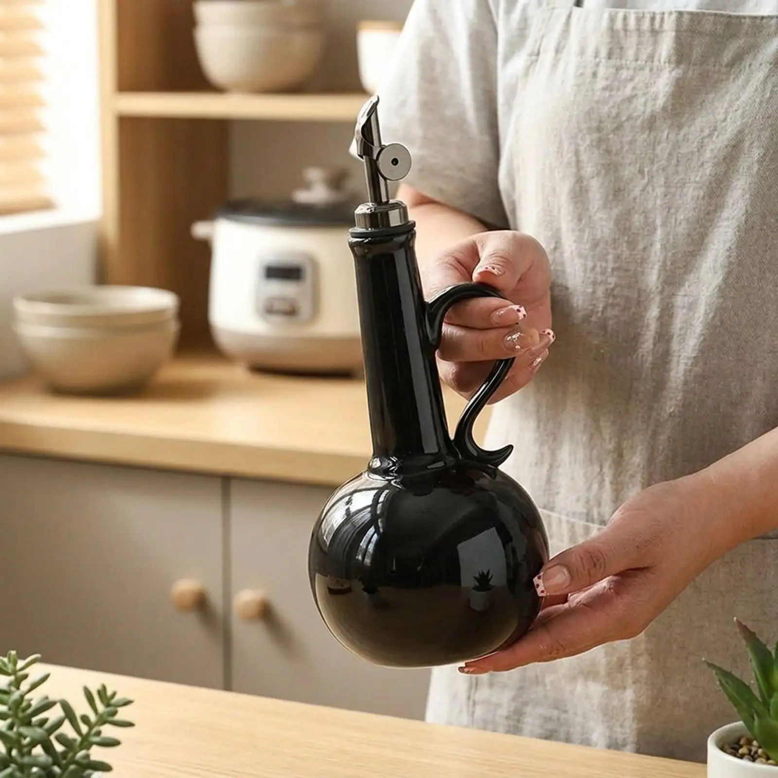 Ceramic Olive Oil Dispenser Bottle Soy Sauce Dispenser Jar Olive Oil Container for Kitchen view 3