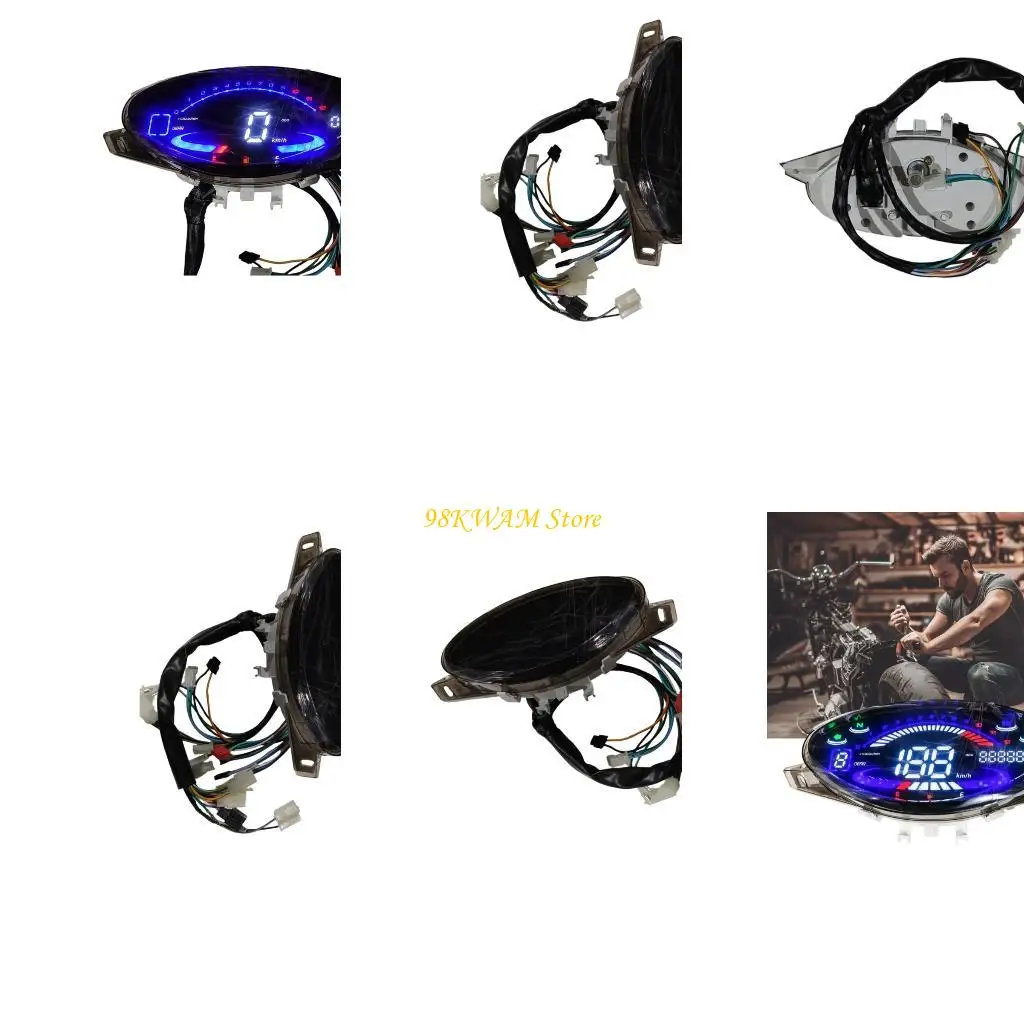 Motorcycle Instrument Panel Assembly with LED Readouts and Harness 68UF