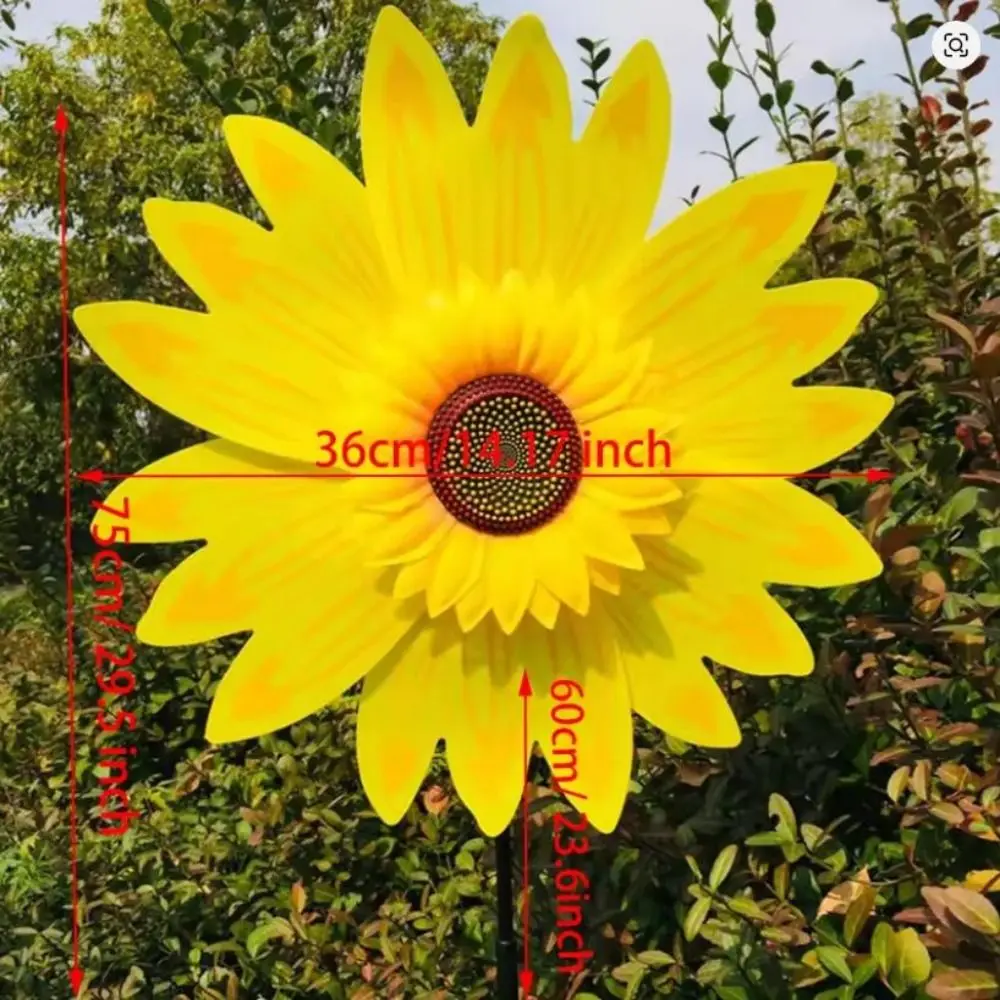 Mulino a vento girasole multistile PVC diametro 36 cm palo in piedi prato fiore girandola girasole rotante