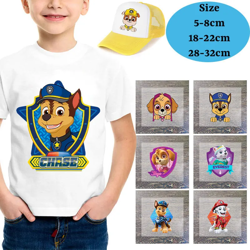 Paw Patrol Iron on Patches for Clothing Anime Cartoon DIY Hat T-shirt Heat Transfer Patch Applique Clothes Custom Vinyl Sticker