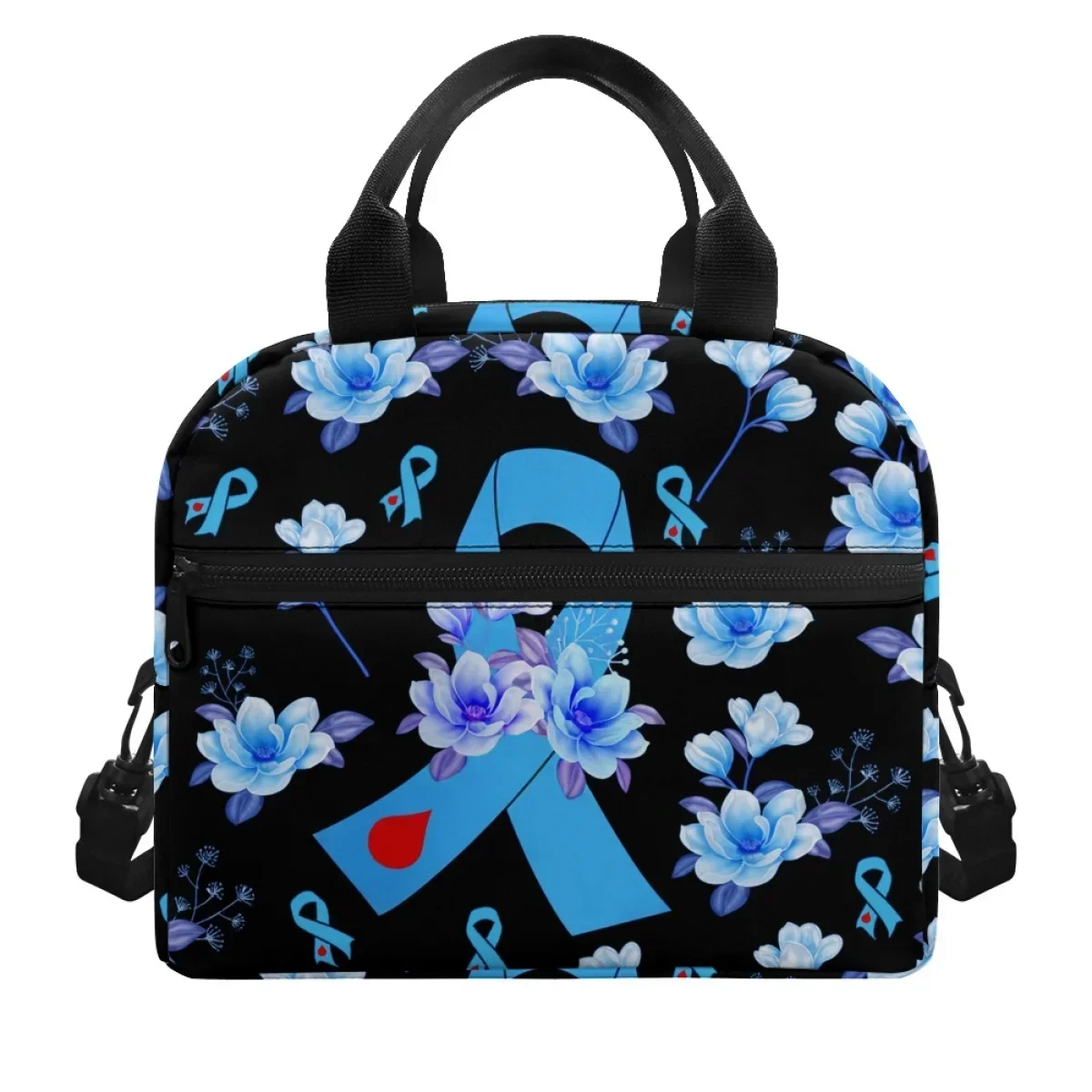 

Женская изолированная сумка для обеда большой емкости с градиентным цветочным узором на раке молочной железы, грязеотталкивающая удобная ручка, удобная сумка