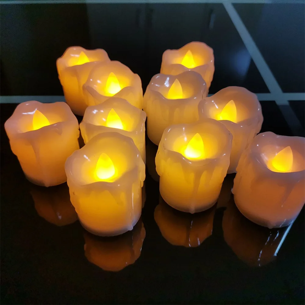 24pcs flammen lose LED-Kerzenlichter kreativer Wunsch führte Tee lampe warmweiß Halloween Hochzeit Weihnachts dekoration Kerzenlicht