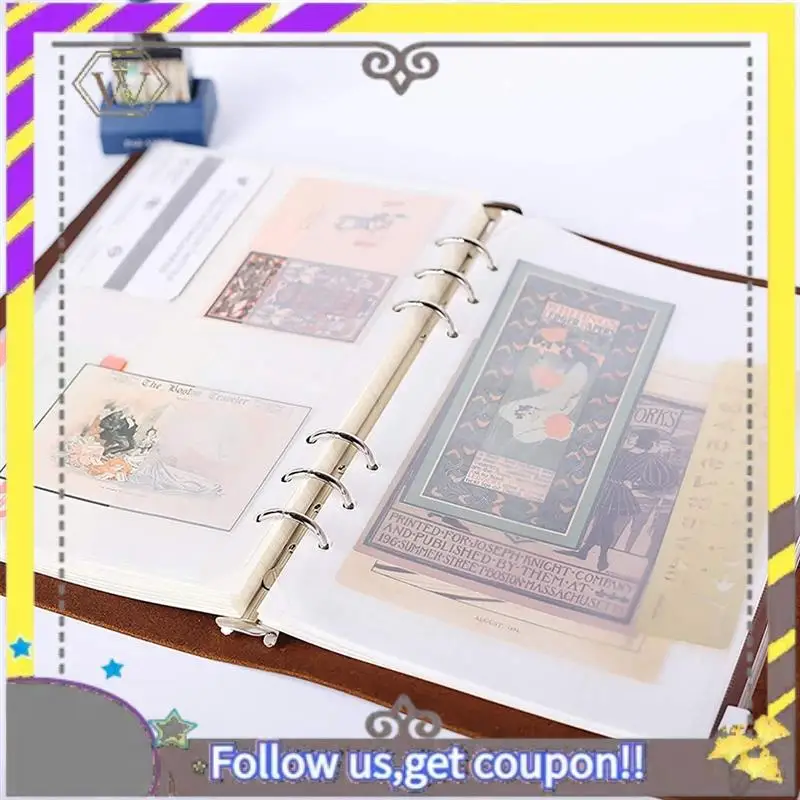 

New 100 PCS Transparent A6 Binder Pockets 6 Holes Zipper Folders PVC Card Loose Leaf Bags