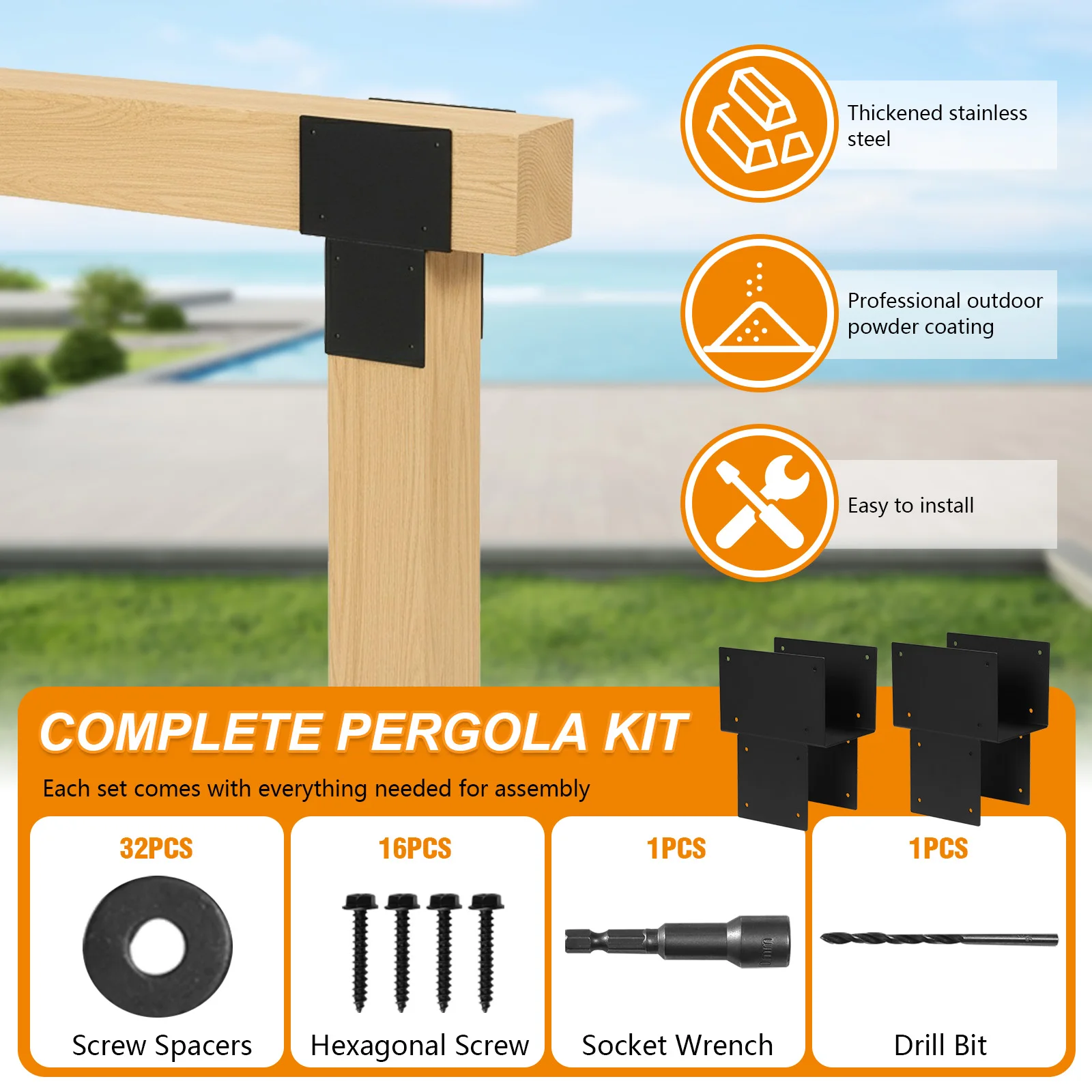 

2 Pack Post Caps Tie Brackets 6x6 (Actual 5.5x5.5in) Joist Hanger Brackets Galvanized Steels Pergola Connector Brackets for Wood