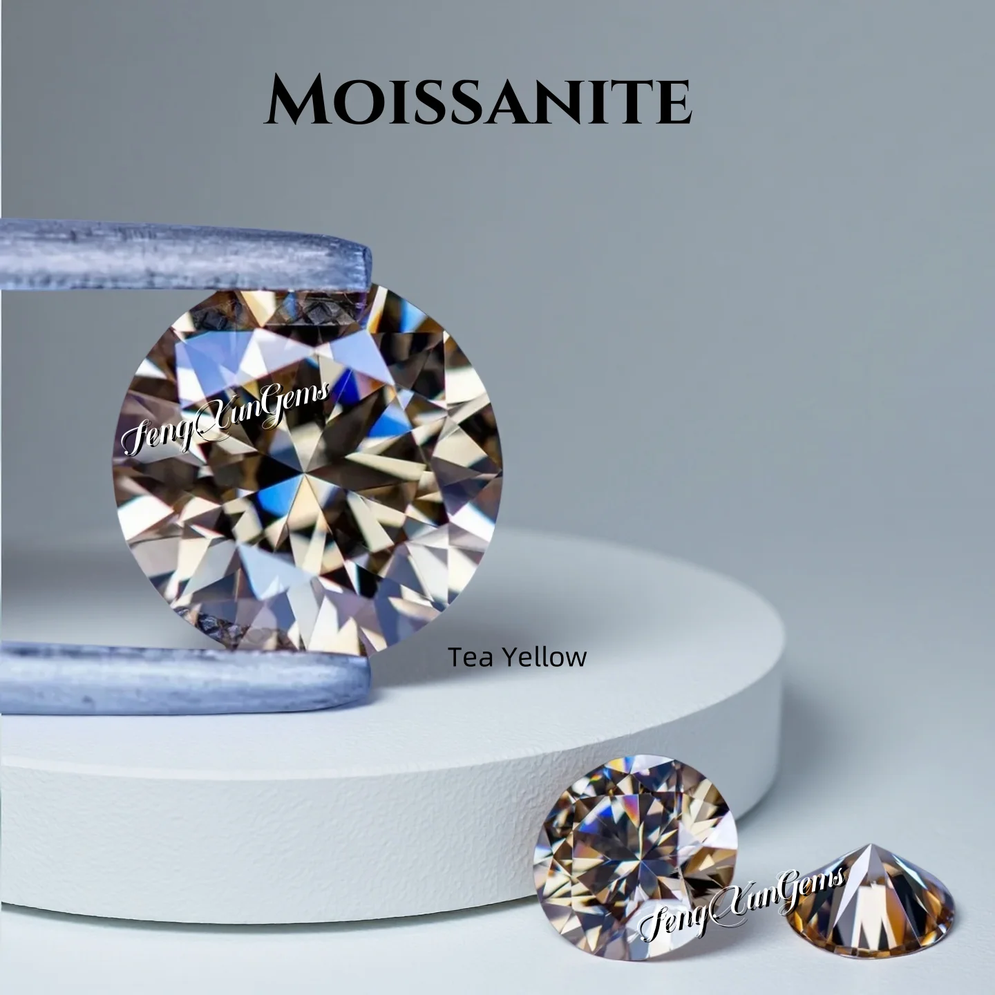 

Round shape Tea Yellow Loose Moissanite Stones 0.1~6ct Premium Cut With GRA Certificate Lab Grown Gems for Jewelry Ring Inlay