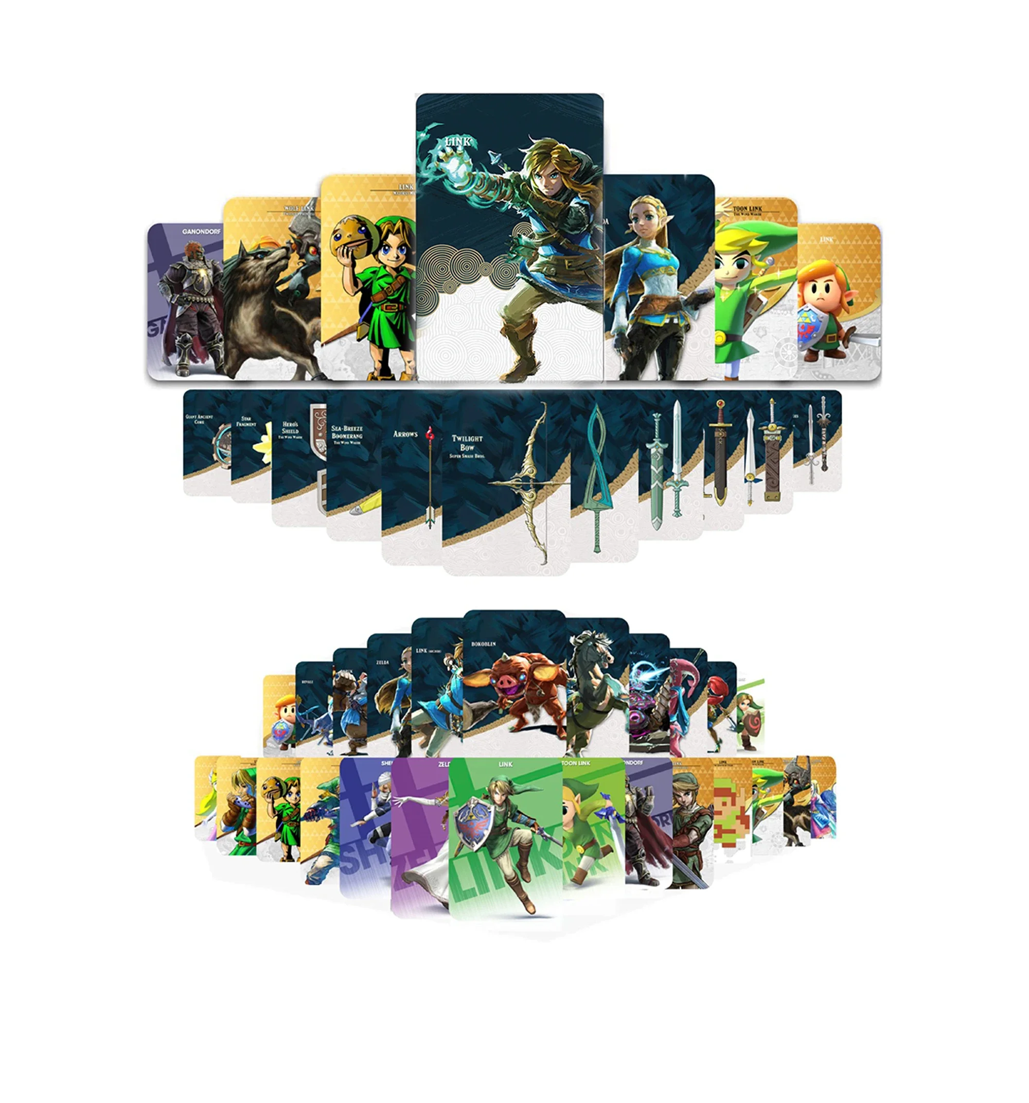 38pcs Zelda Amiibo The Legend of Zelda Tears of The Kingdo Zelda Ghost God Sword Equipment Crossover Card Switch NFC Game