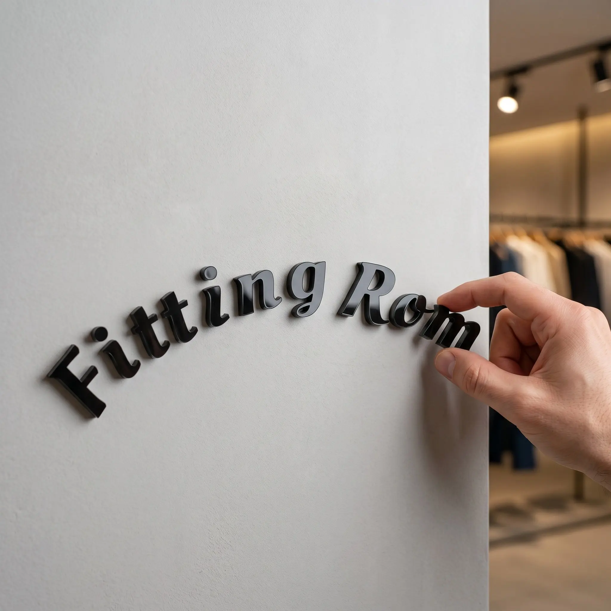 Acrylic Fitting Room Sign Board Clear Wall Decal Modern Dressing Room Plaque Retail Clothing Store Store Wall Sign for Boutique