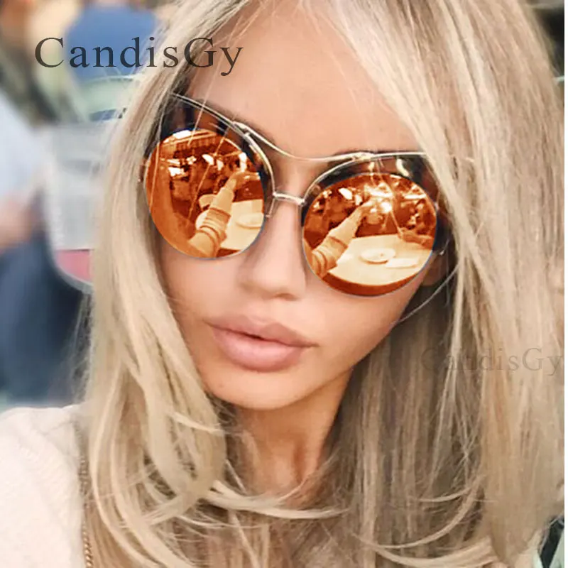 2023 Cat Eye Big Size Brand Designer Sunglasses Mirror PINK Rose Gold Sun Glasses Hot Classic Fashion female glasses