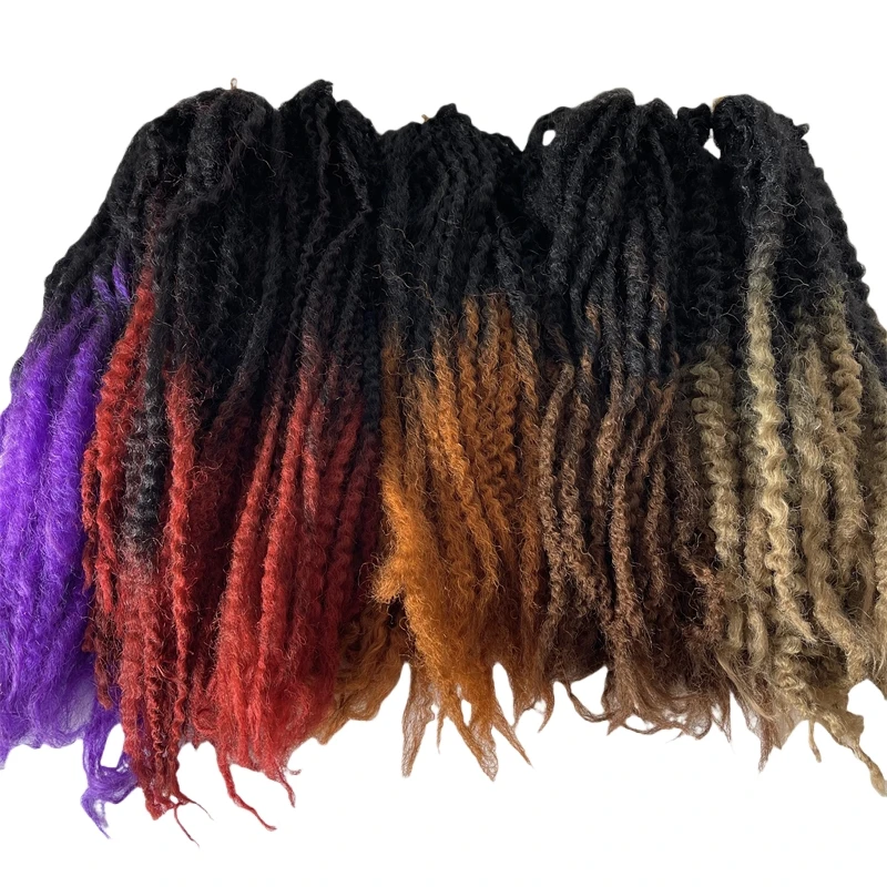 10 Packs Two Tone Ombre Color Black Blonde #27 Marley Braids Synthetic Hair Extensions for Black Woman